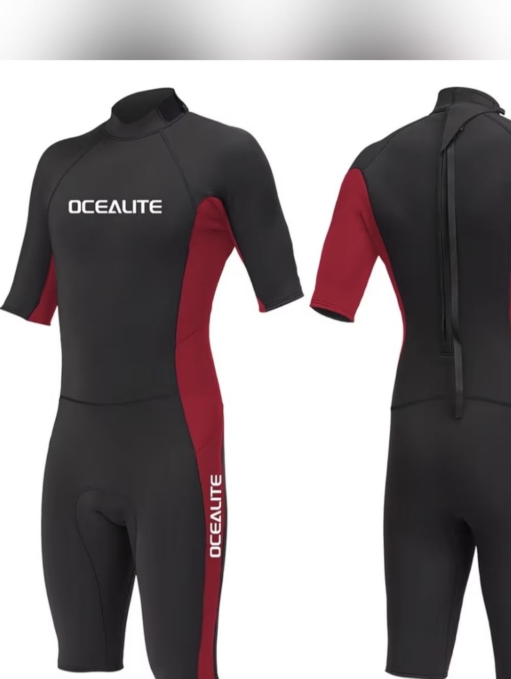 Men's 3MM Short Sleeve One-Piece Wetsuit - Black & Red